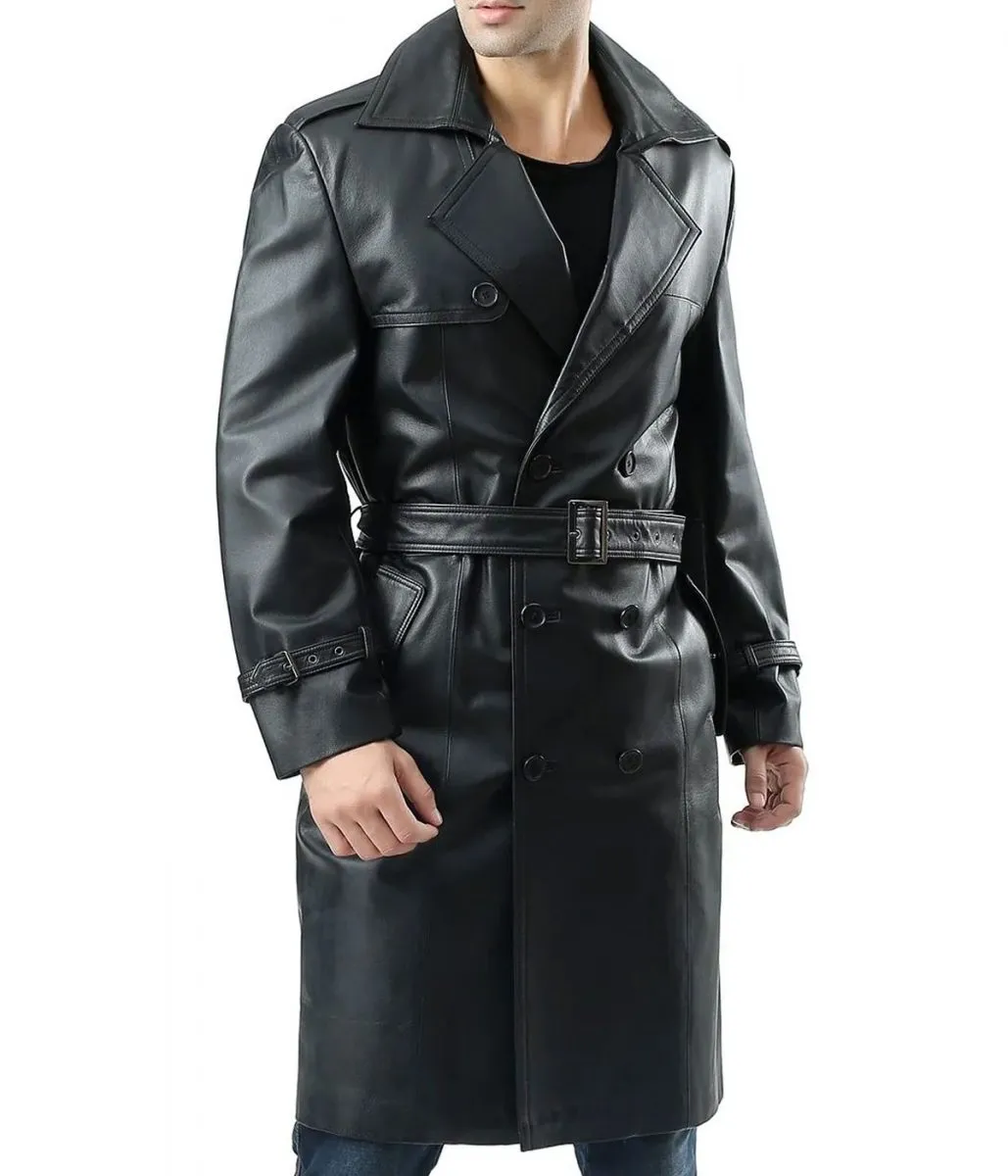 Adam Lambert Black Double Breasted Leather Coat