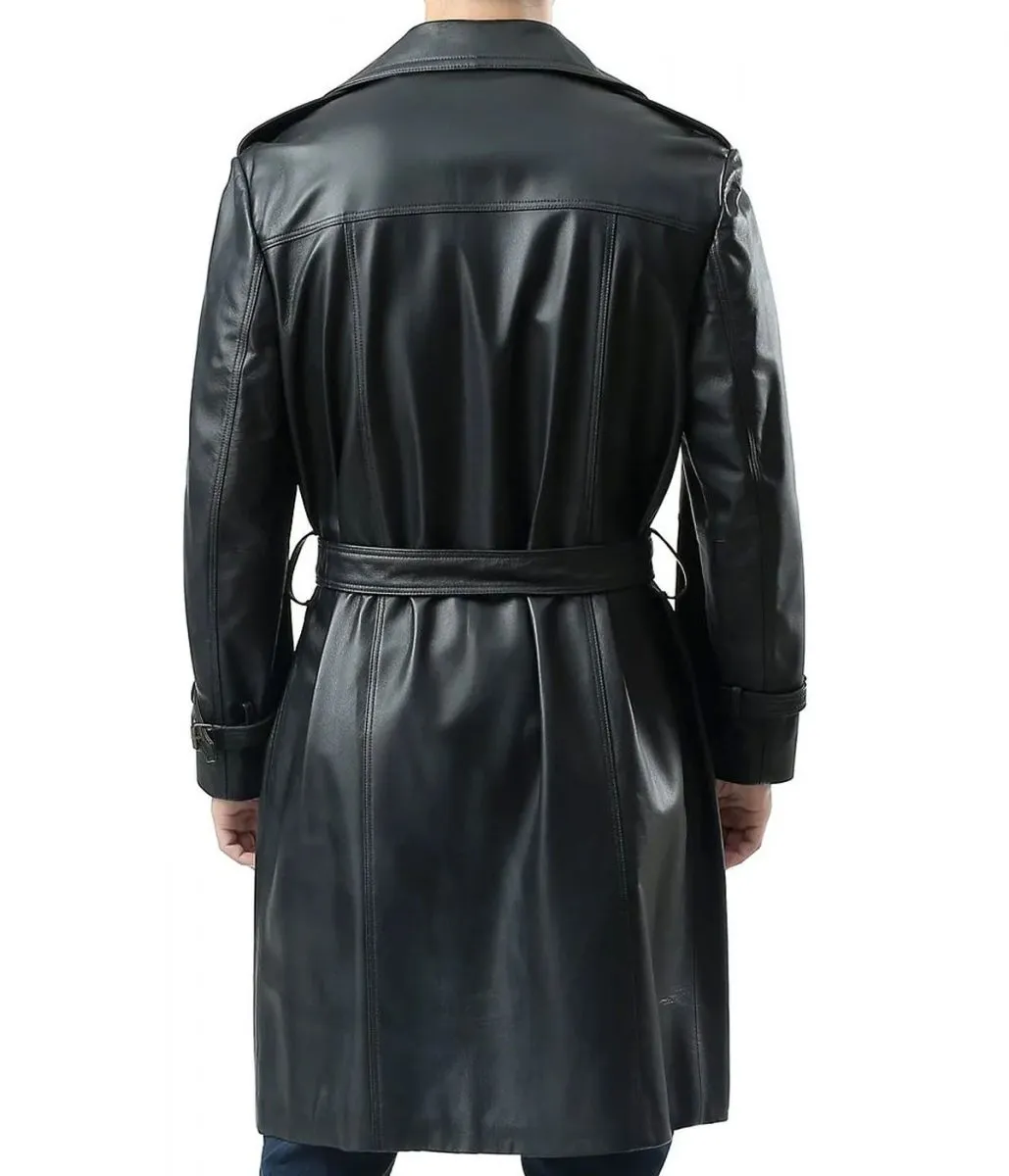 Adam Lambert Black Double Breasted Leather Coat