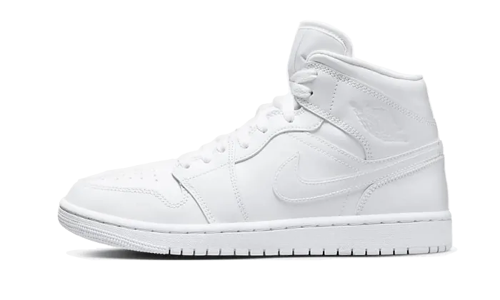 Air Jordan 1 Mid White Patent Swoosh