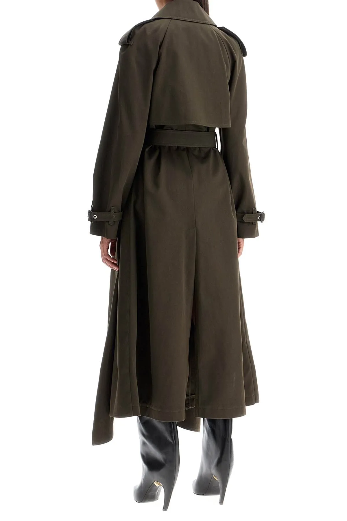 Alexander McQueen Double Breasted Trench Coat - Draped Khaki