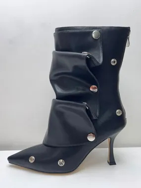 ankle boots black pointed toe high heel boots