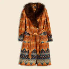 Ashton Coat Blue Orange Wool Jacquard