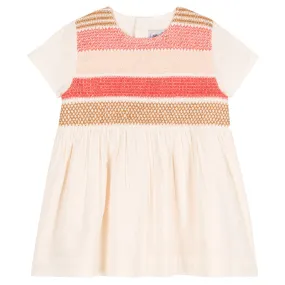 Avalanche Cream Baby Smocked Dress by Petit Bateau