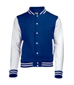 Royal Blue / White Unisex Varsity Jacket by Awdis - UTRW175