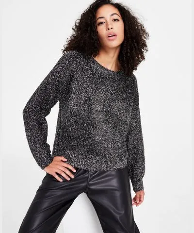 Women's Eyelash Long-Sleeve Crewneck Sweater by Bar III