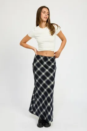 BIAS Black White Plaid Maxi Skirt