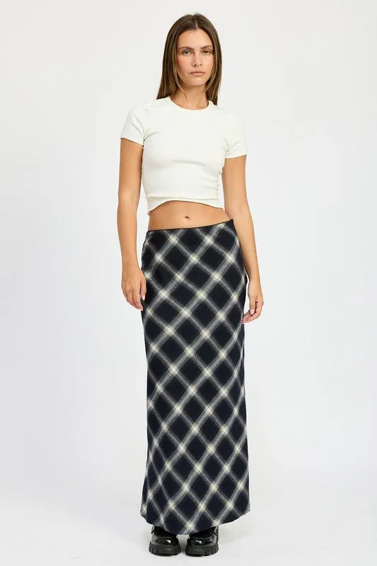 BIAS Black White Plaid Maxi Skirt