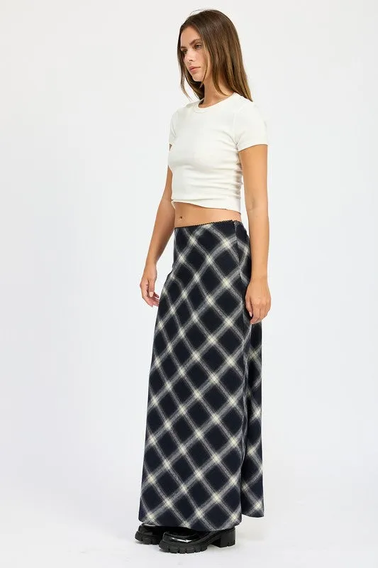 BIAS Black White Plaid Maxi Skirt