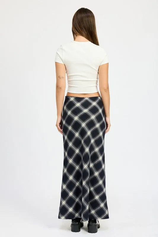 BIAS Black White Plaid Maxi Skirt