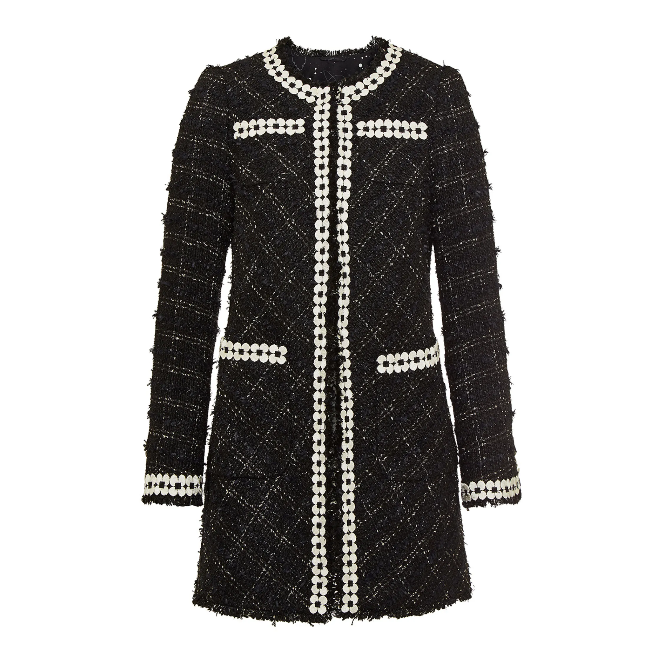 Black and White Eyelash Tweed Jacket