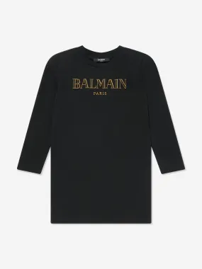 Black Balmain Girls Logo Dress