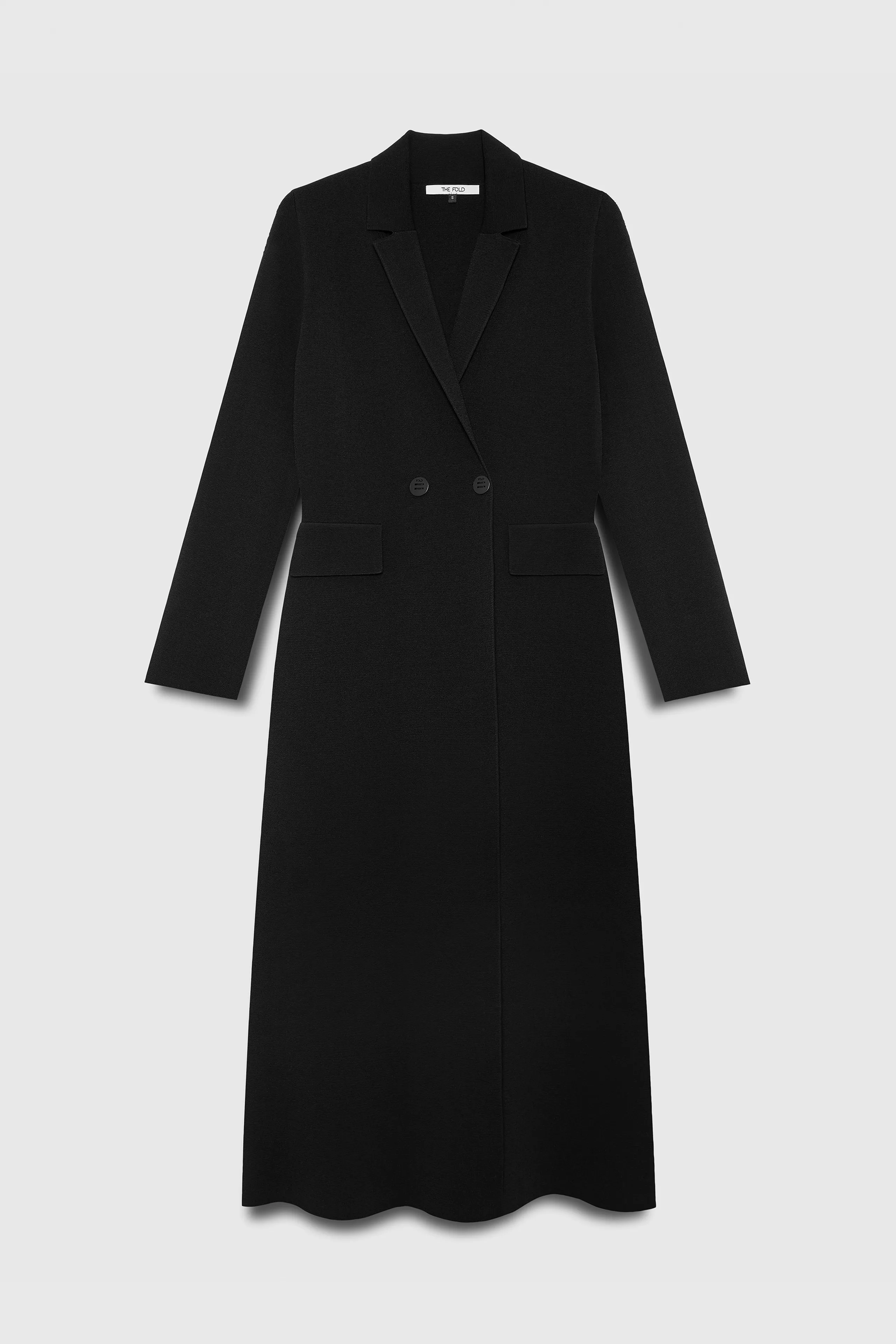 Black Knit Coat with Sculpted Design