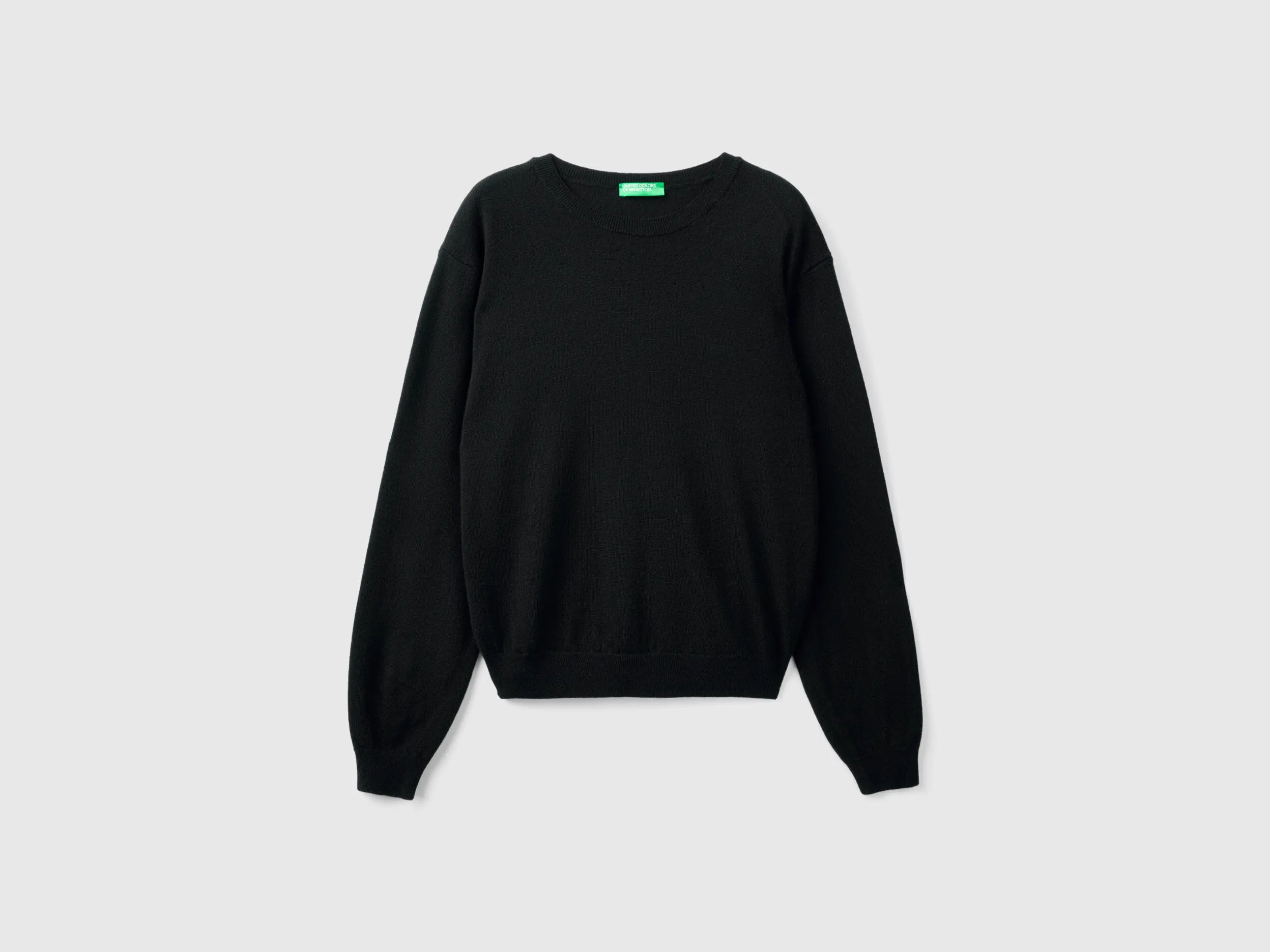 Black Merino Wool Sweater - Benetton