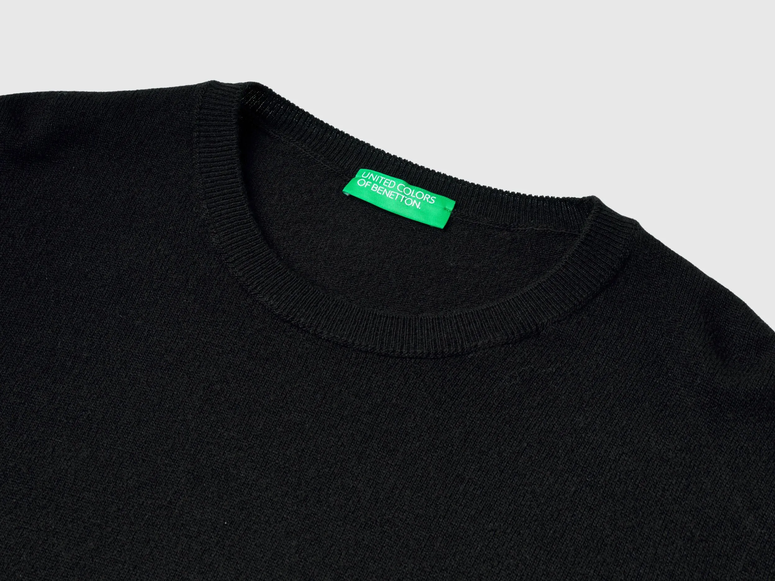 Black Merino Wool Sweater - Benetton