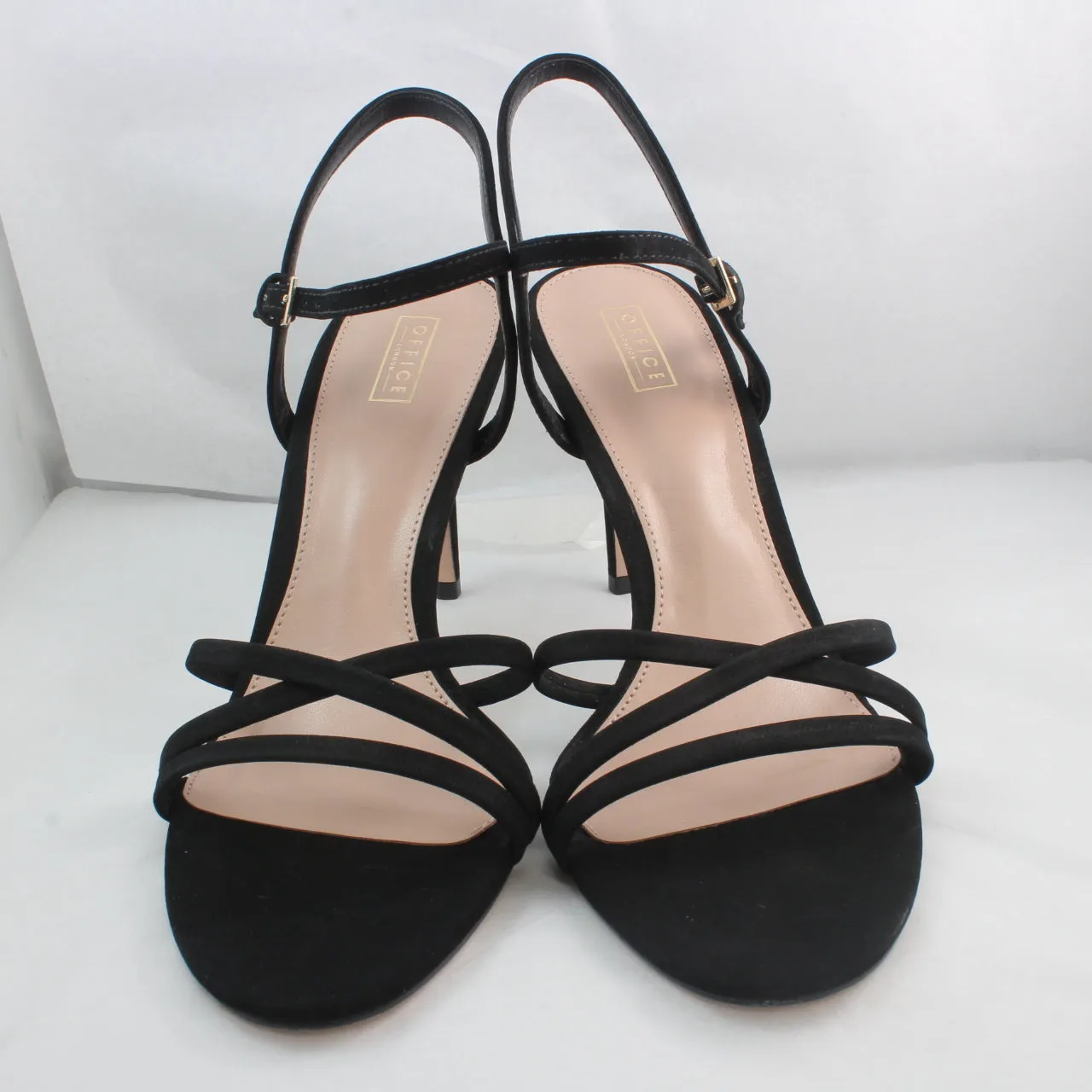 Black Nubuck Strappy Stilettos for Women's Office Attire