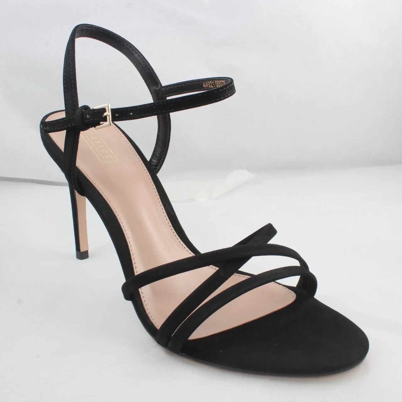 Black Nubuck Strappy Stilettos for Women's Office Attire