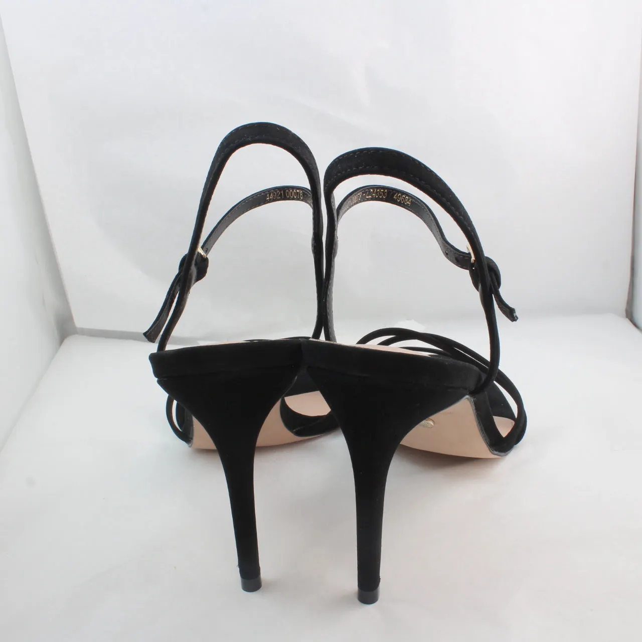 Black Nubuck Strappy Stilettos for Women's Office Attire