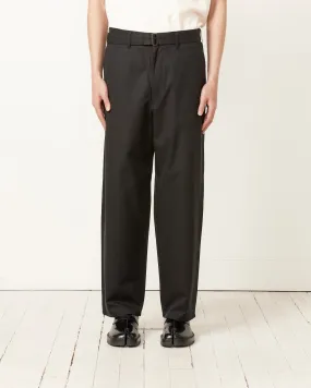 Black Silk Chambray Belted Pants