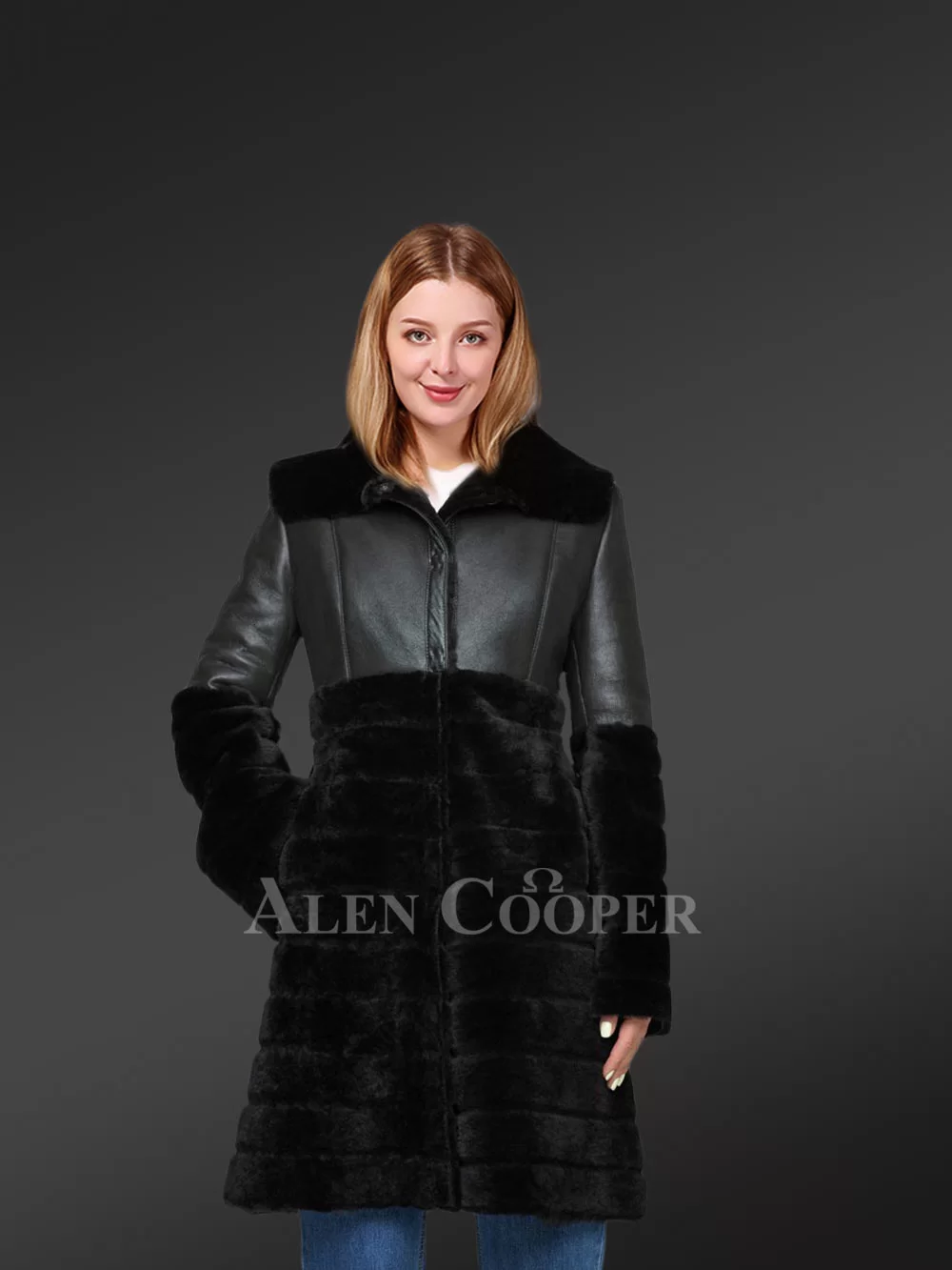 Black Women's Sheepskin Coat