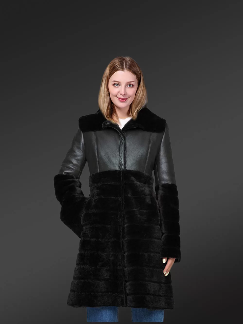 Black Women's Sheepskin Coat