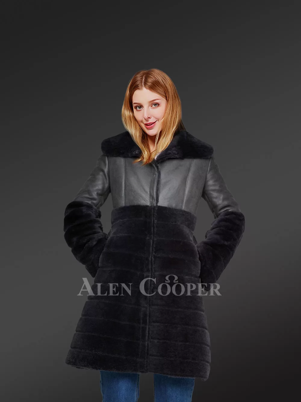 Black Women's Sheepskin Coat