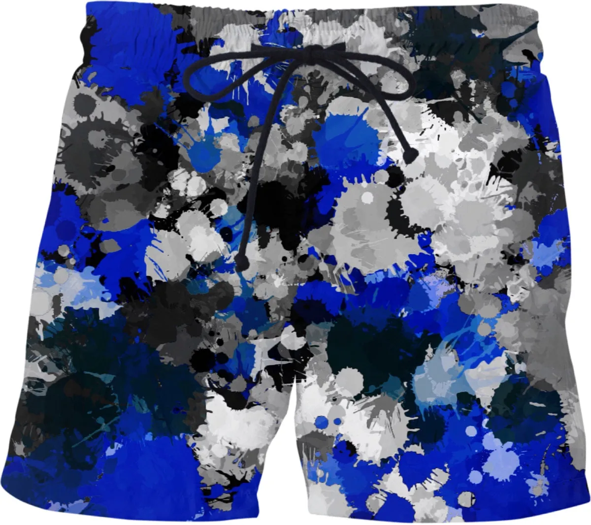 Blue Grey Paint Splatter Swim Shorts