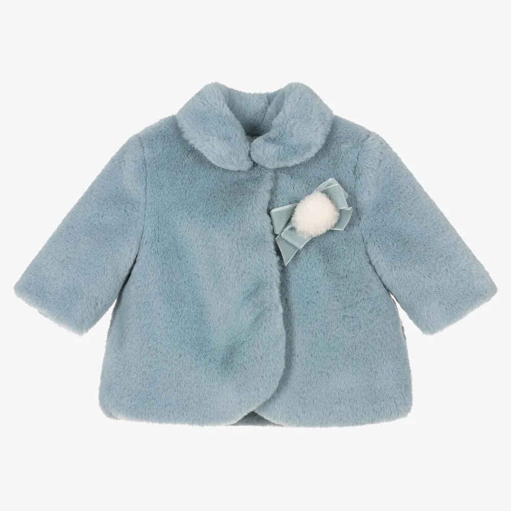 Blue Faux Fur Coat for Baby Girls