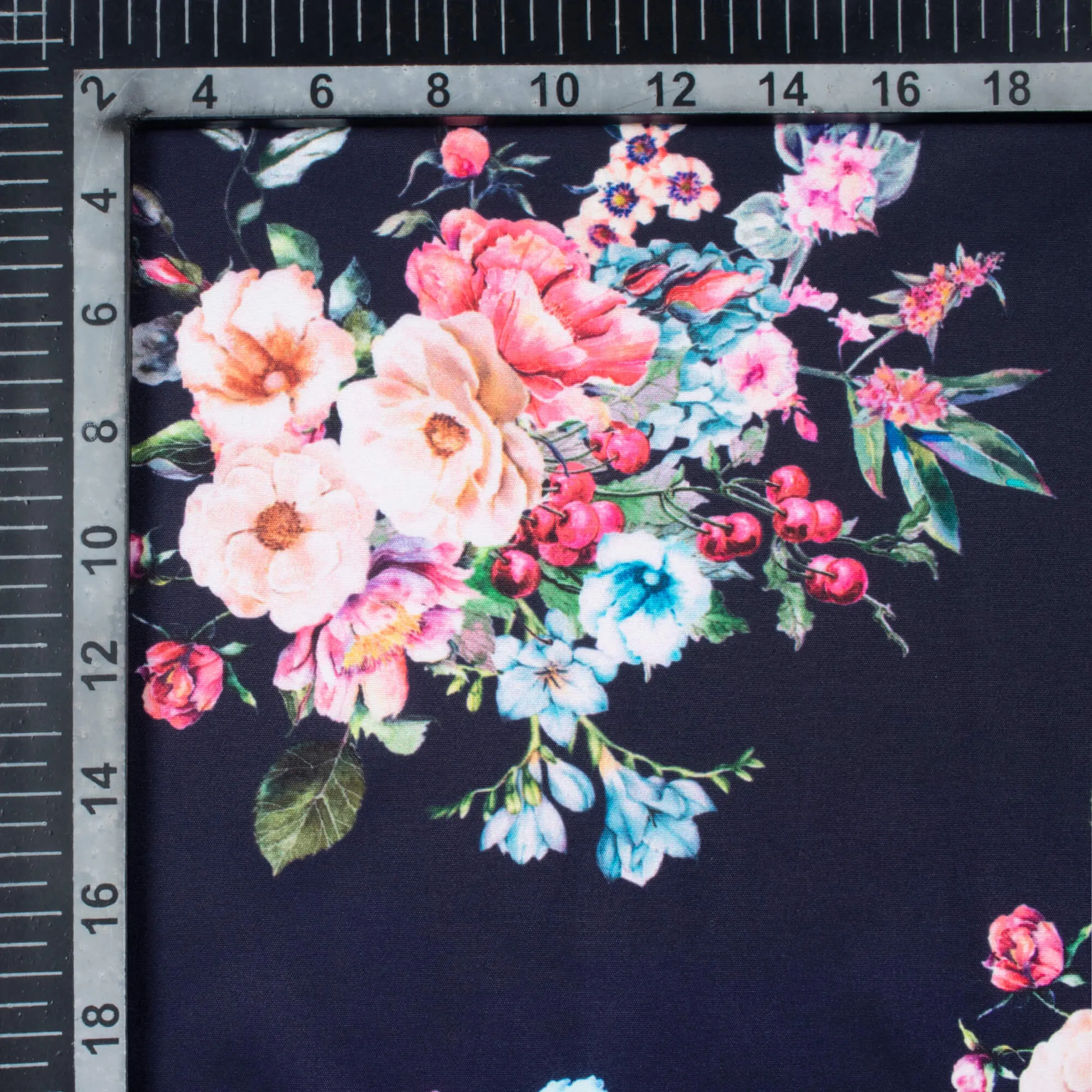 Blue Pink Floral Pattern Fabric