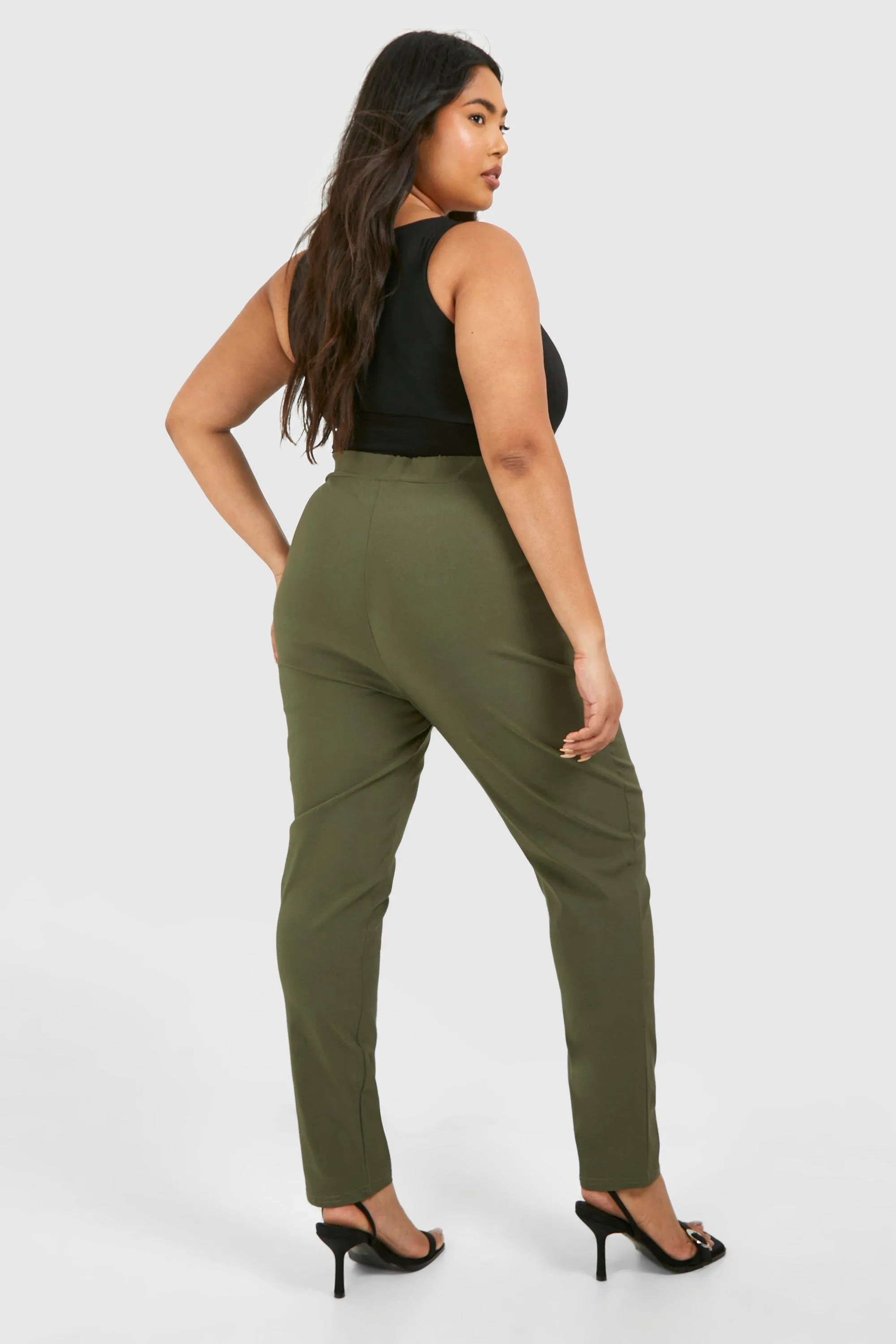 boohoo Plus Super Stretch Bengaline Fitted Trousers