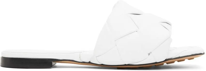 Bottega Veneta White Intrecciato Lido Flat Sandals for Women