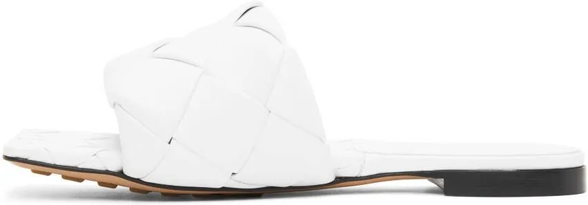 Bottega Veneta White Intrecciato Lido Flat Sandals for Women