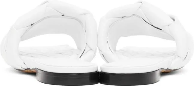 Bottega Veneta White Intrecciato Lido Flat Sandals for Women