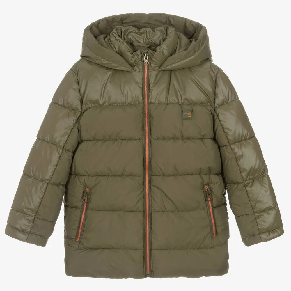 Boys Hooded Puffer Coat Green