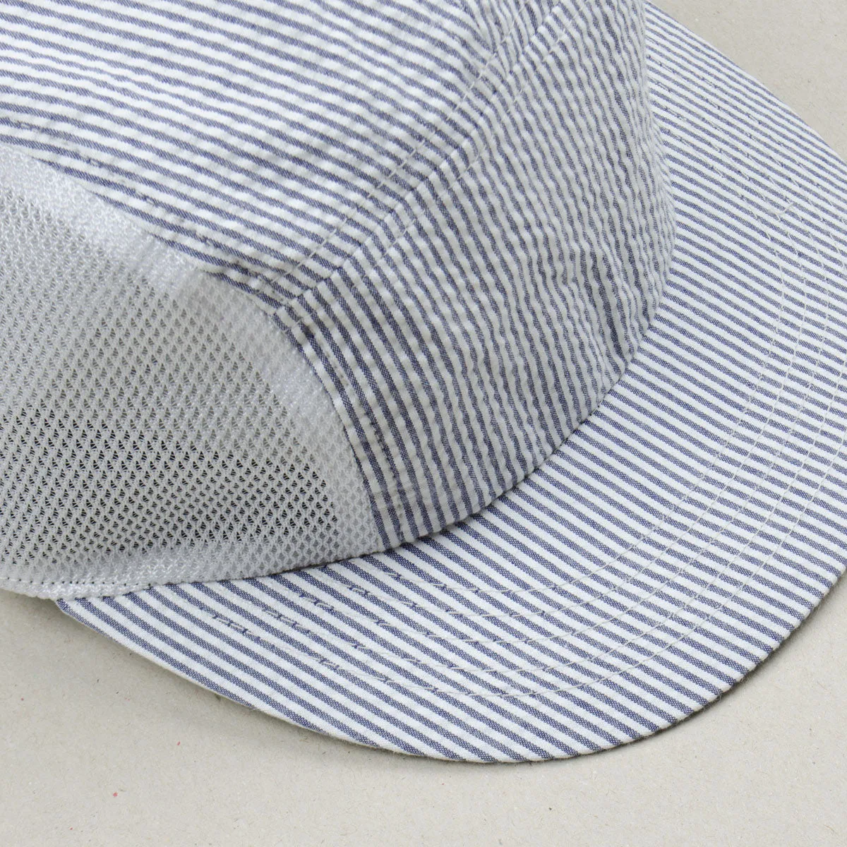 cableami Navy Stripe Seersucker Mesh Jet Cap