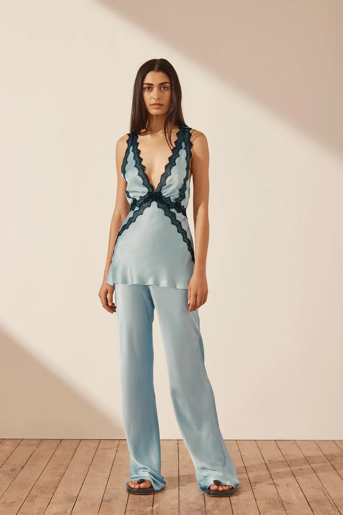 Cool Blue Camille Bias Cut Pant