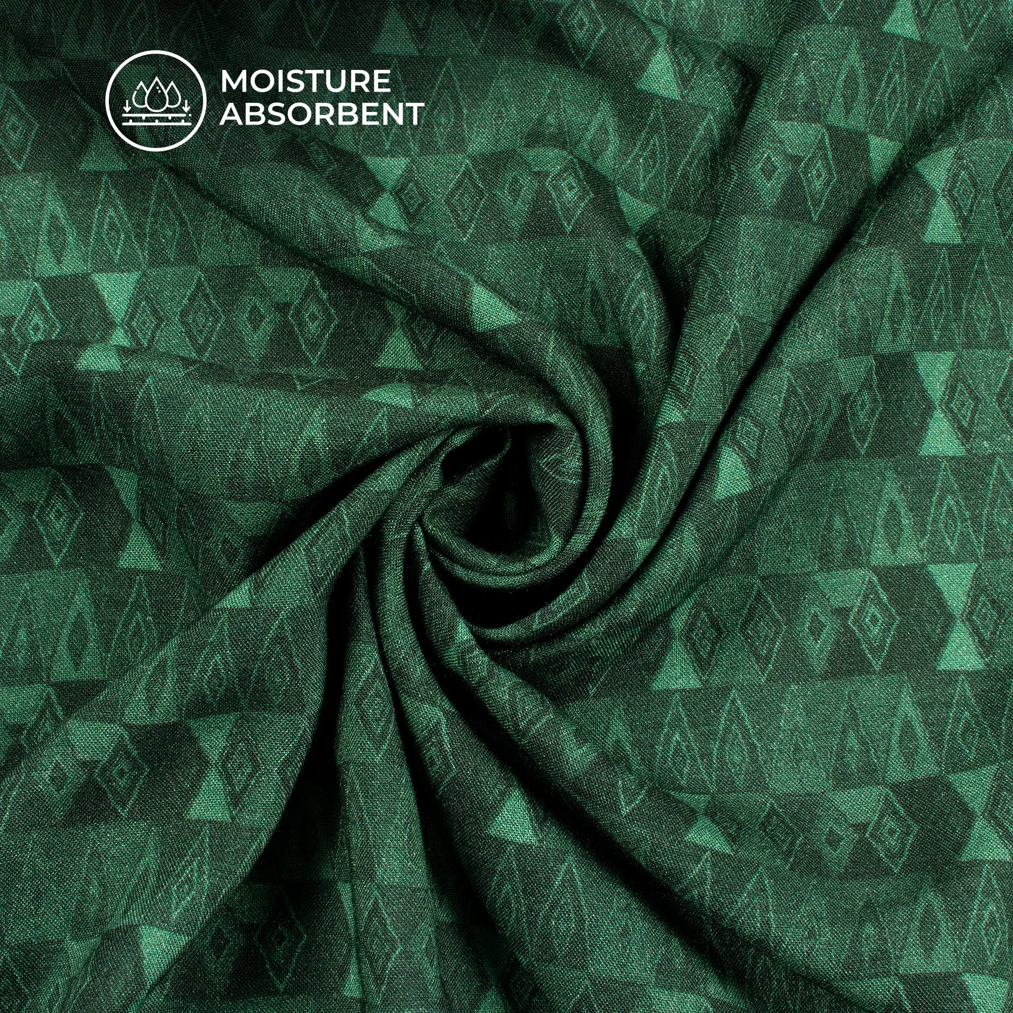 Castleton Green Geometric Viscose Rayon Fabric - Digital Print - 58 Inches Width