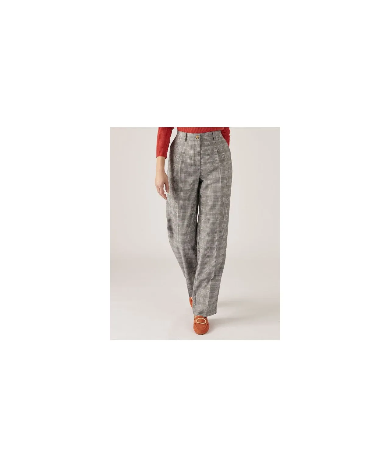 Check flat stretch jersey trousers