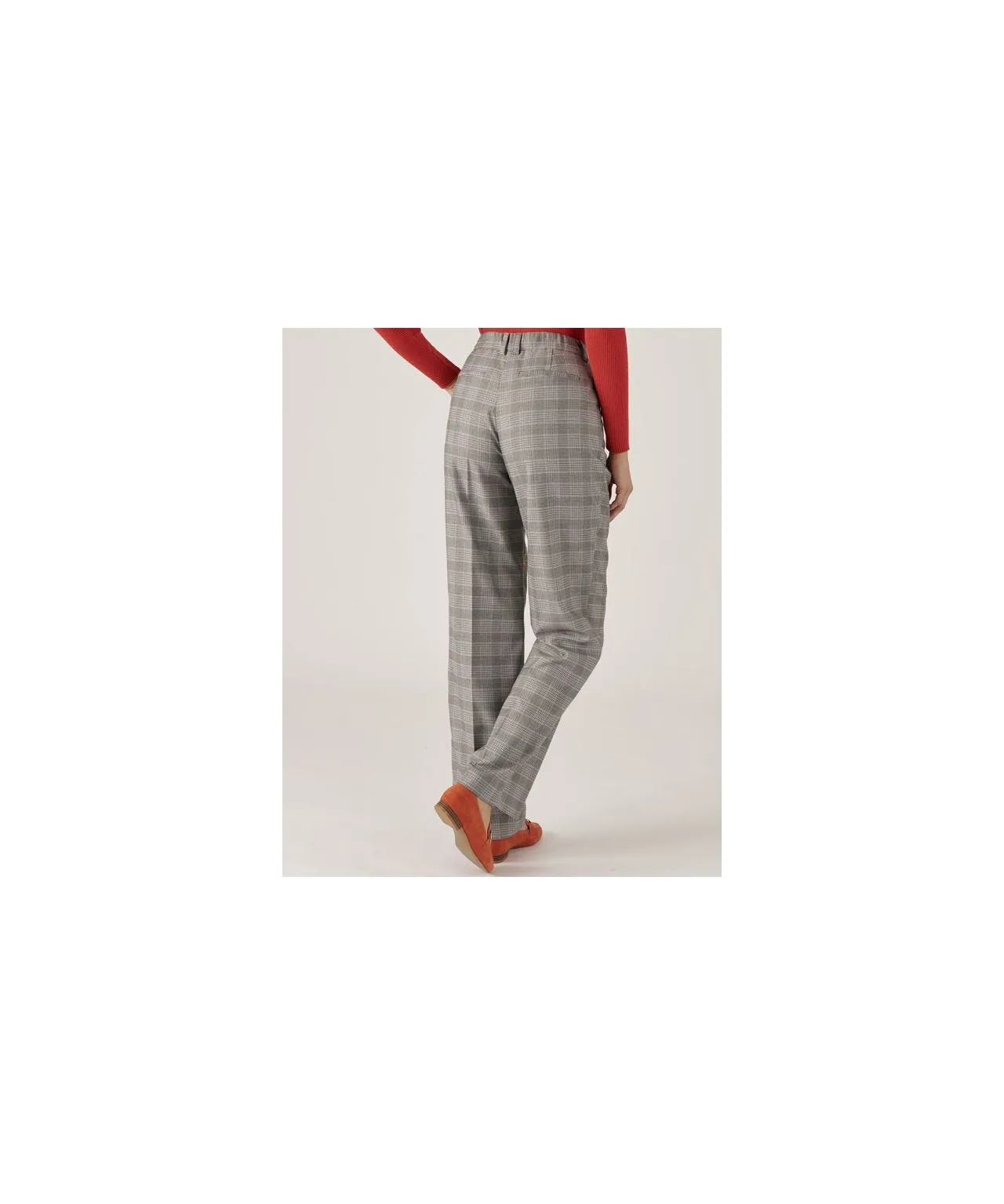 Check flat stretch jersey trousers