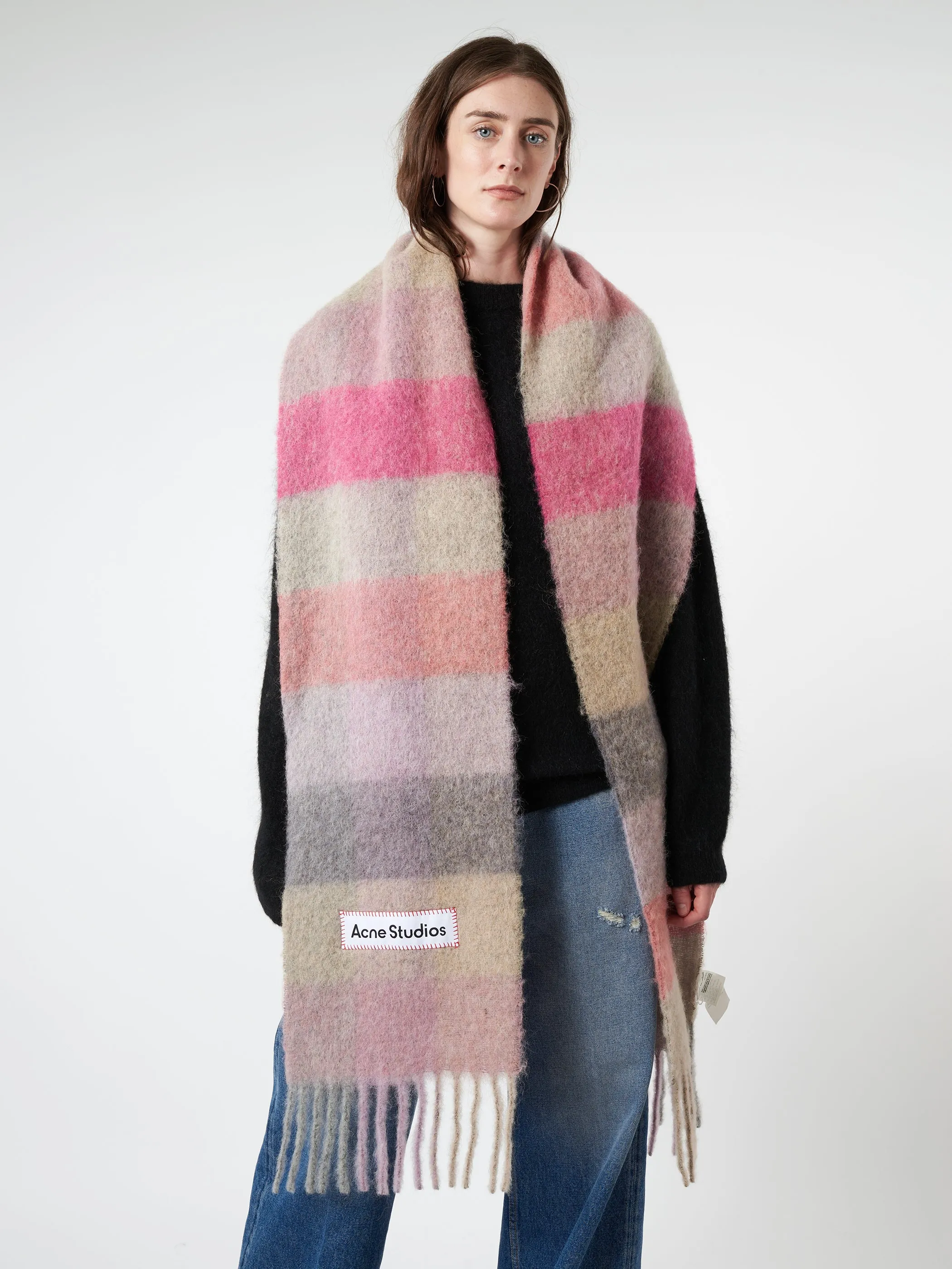 Checked Mohair Scarf