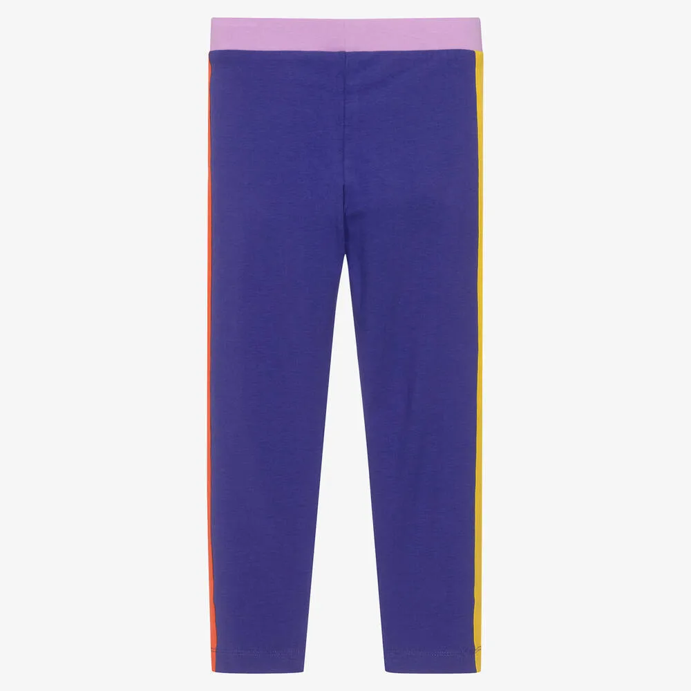 Cotton Leggings with Purple Logo for Girls