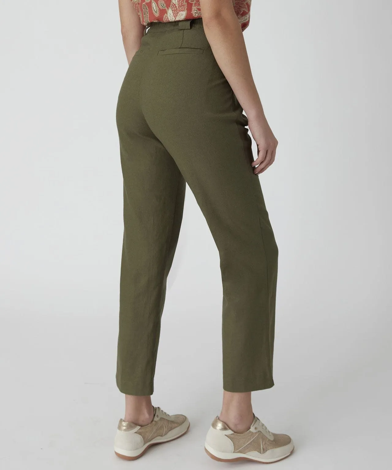 Linen Cropped Trousers Rich Fabric