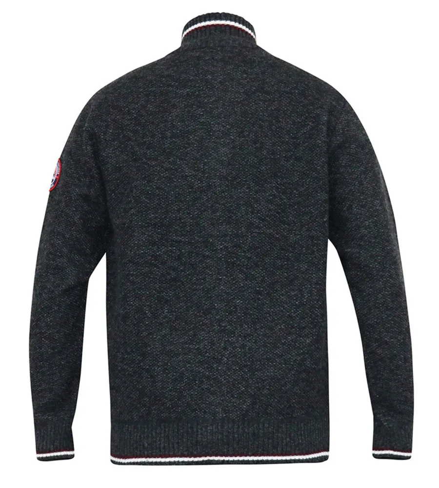 D555 Men's Charcoal Knitted Zipper Sweater with Lining - Aberdare 2