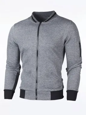 Deep Grey Men's Portrait Neck Polyester Hoodie with Long Sleeves