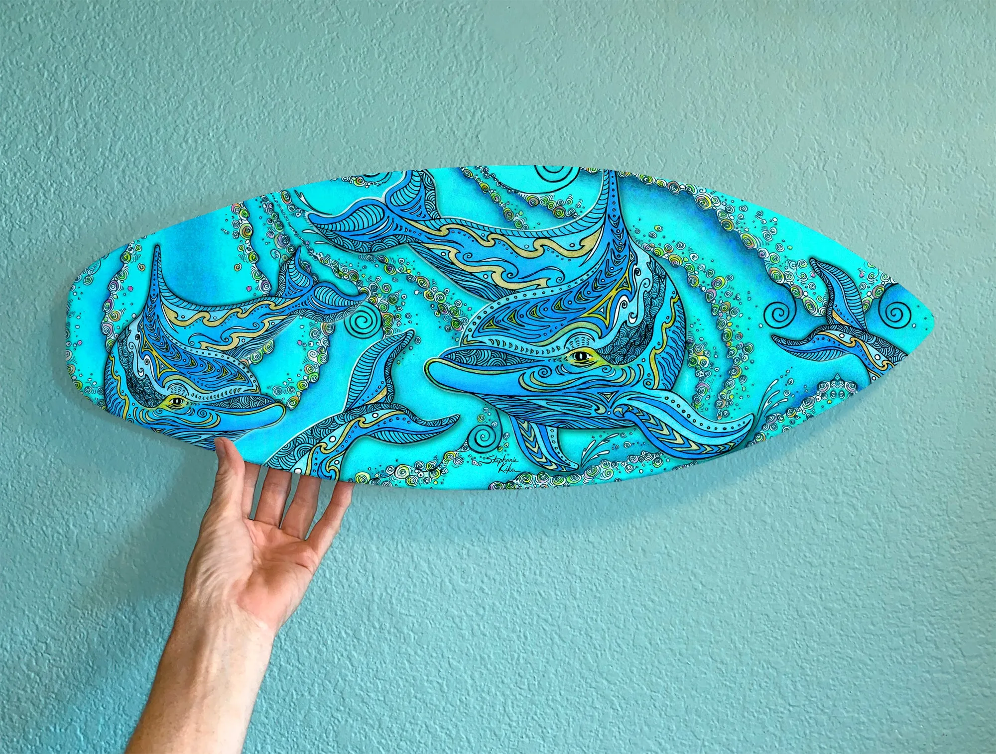 Dolphin Surfboard Wall Decor