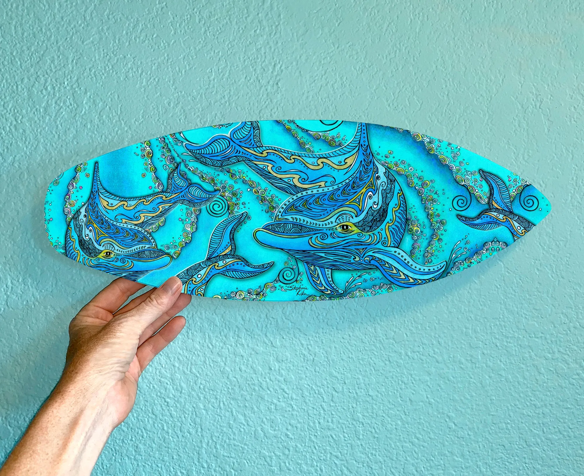 Dolphin Surfboard Wall Decor