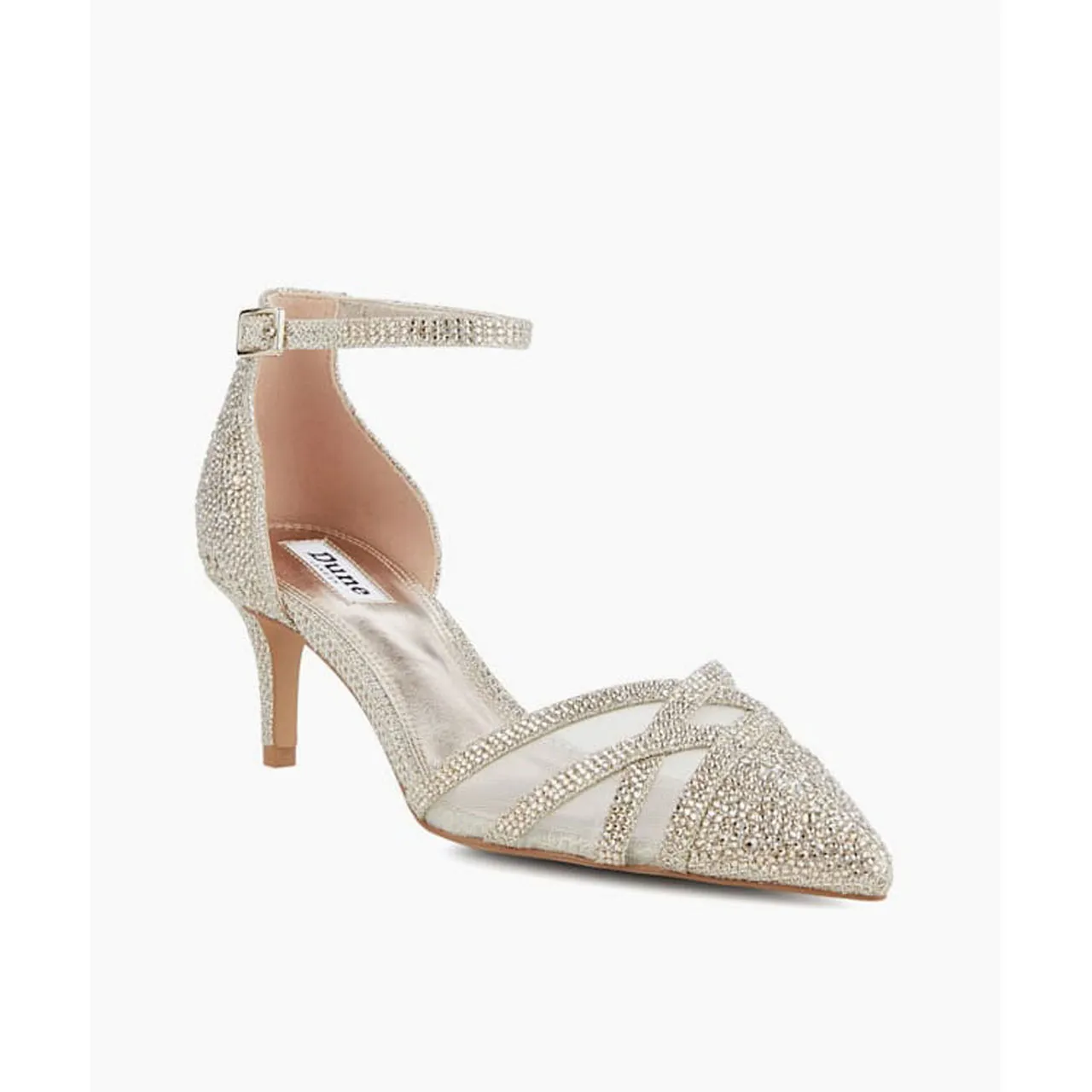 Dune London Composed Embellished Court Shoes Metallic