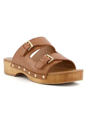 Grattan Leather Clog Sandals Juniper by Dune London