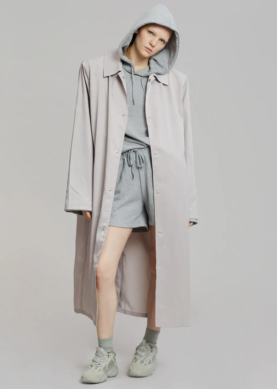 Eddie Statement Shoulder Coat - Oyster can be rewritten as Oyster Eddie Coat with Shoulder Detail for better Google search optim