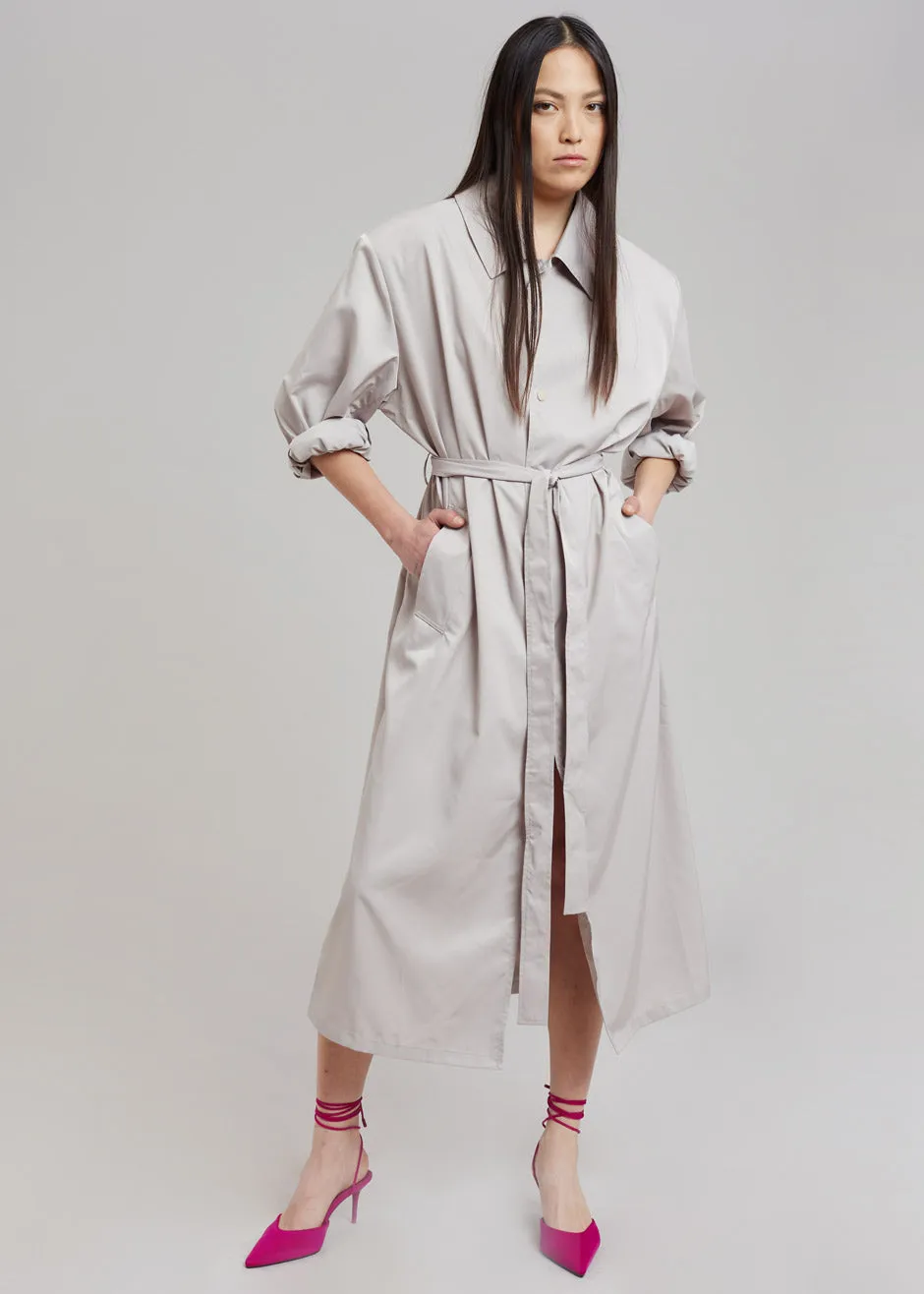 Eddie Statement Shoulder Coat - Oyster can be rewritten as Oyster Eddie Coat with Shoulder Detail for better Google search optim