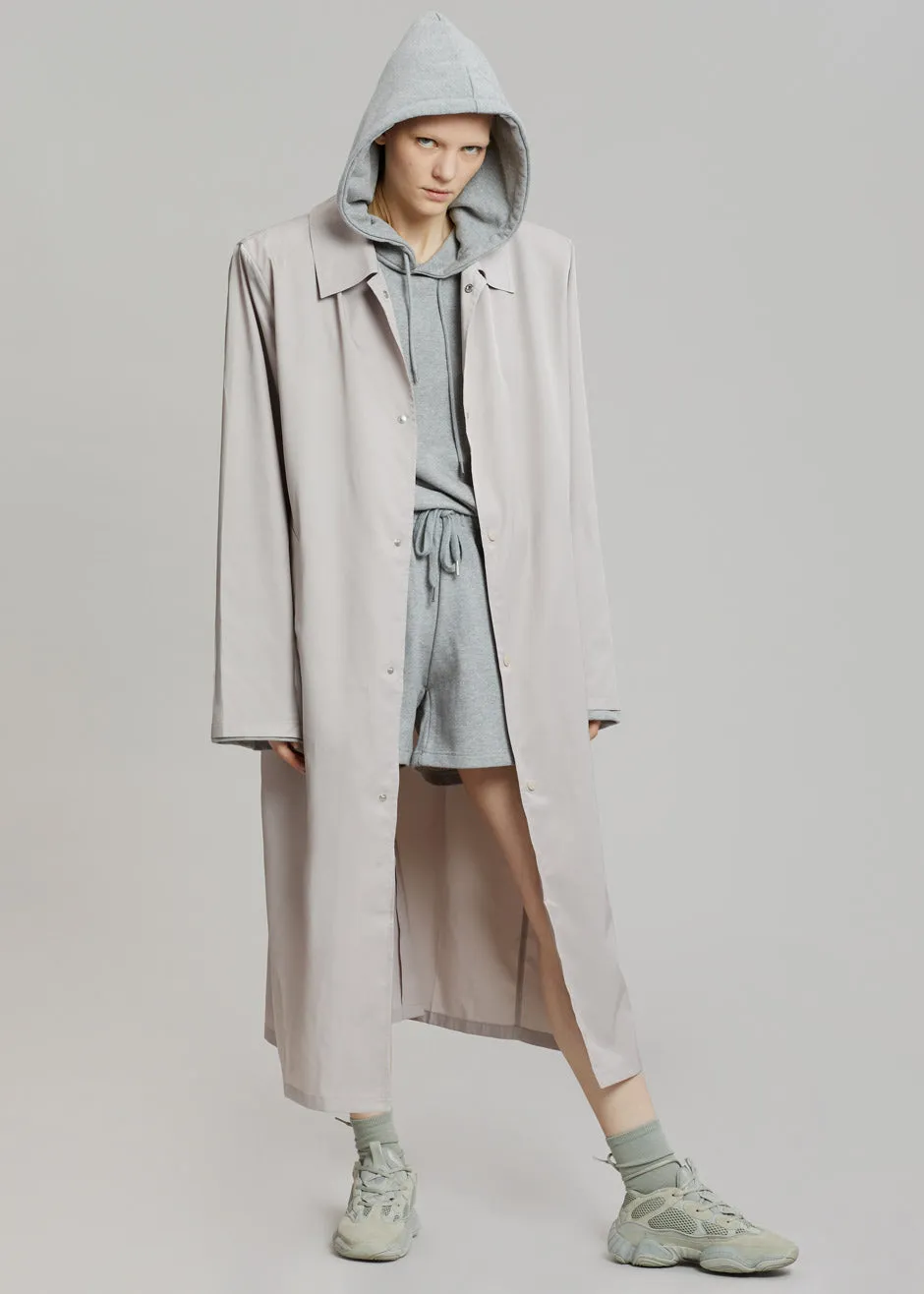 Eddie Statement Shoulder Coat - Oyster can be rewritten as Oyster Eddie Coat with Shoulder Detail for better Google search optim